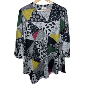 Et’ Lois Top Tunic Women’s Large Asymmetrical Patchwork Artsy Abstract Eclectic